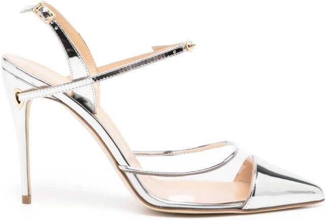 Jennifer Chamandi Vittorio pumps met metallic neus Zilver