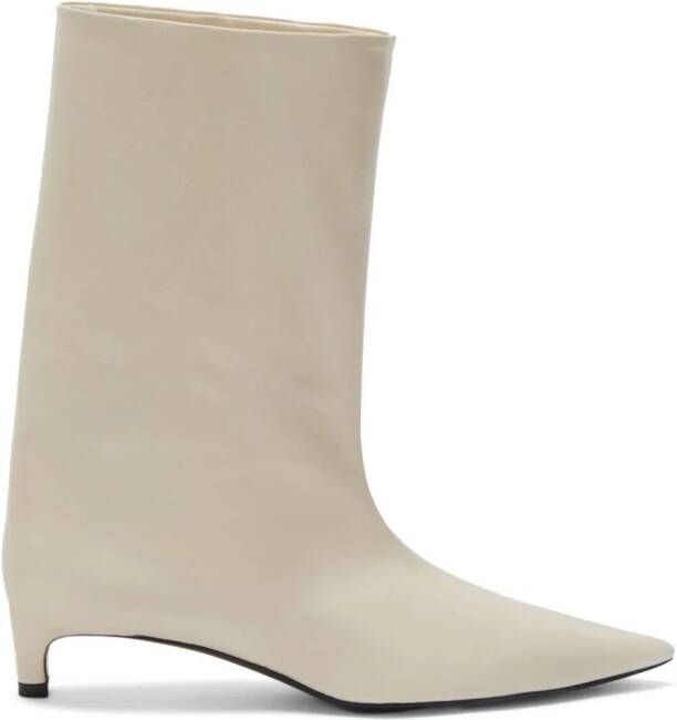 Jil Sander Leren enkellaarzen Beige