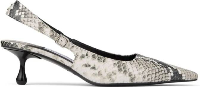 Jimmy Choo 50 mm Amel leren pumps met slangenprint Wit