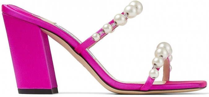 Jimmy Choo Amara satijnen sandalen Roze