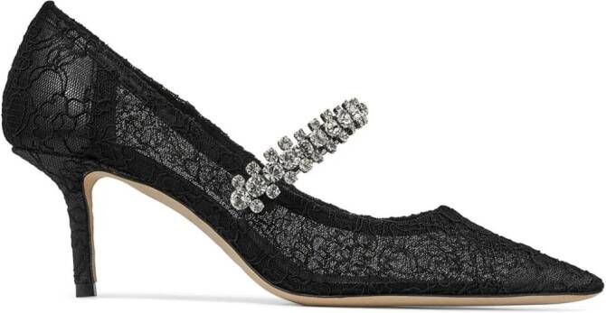 Jimmy Choo Bing 65mm pumps verfraaid met kant Zwart