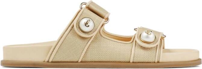 Jimmy Choo Fayence sandalen met klittenband Beige