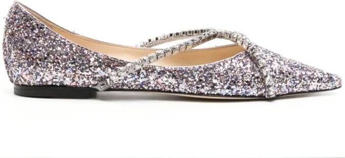 Jimmy Choo Genevi ballerina's met glitter Roze