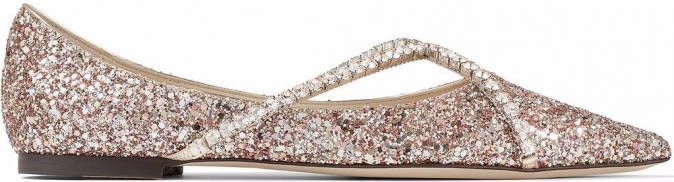 Jimmy Choo Genevi ballerina's verfraaid met kristallen Roze