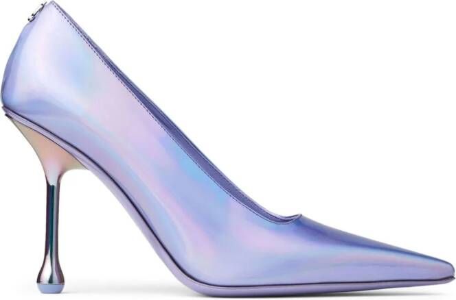 Jimmy Choo Ixia 95 mm Metallic leren pumps Paars