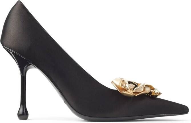 Jimmy Choo Ixia 95mm satijnen pumps Zwart