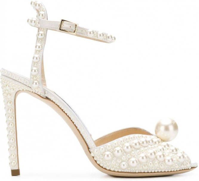 Jimmy Choo Sacora 100 pearl versierde pumps Wit