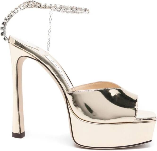 Jimmy Choo Saeda leren sandalen Goud