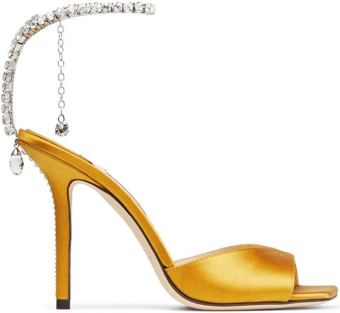 Jimmy Choo Saeda sandalen verfraaid met kristallen Geel