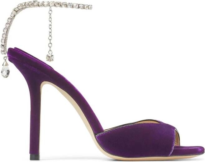 Jimmy Choo Saeda sandalen verfraaid met kristallen Paars