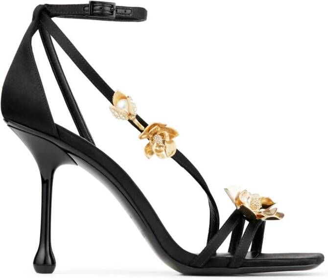 Jimmy Choo Zea sandalen met bloemenpatch Zwart