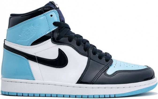 Jordan Air 1 High OG sneakers dames leer rubber Polyester 10.5 Blauw Schoenen