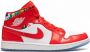 Jordan Air 1 Mid sneakers rubber leer lakleer Stof 11.5 Rood - Thumbnail 1