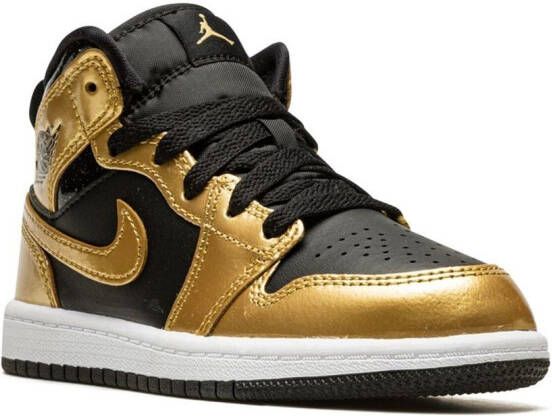 Jordan Kids Jordan 1 Mid SE "Metallic Gold" sneakers Zwart