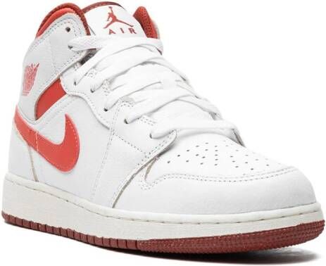 Jordan Kids Air Jordan 1 Mid SE "White Dune Red" sneakers Wit