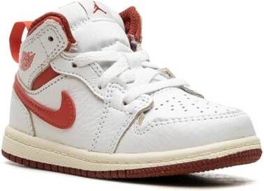 Jordan Kids Air Jordan 1 Mid SE "White Dune Red" sneakers Wit