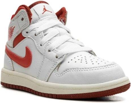 Jordan Kids Air Jordan 1 Mid SE "White Lobster Dune Red Sail Vachetta Tan" sneakers Wit