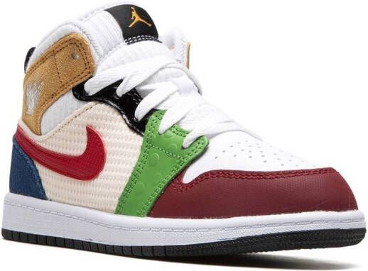 Jordan Kids Jordan 1 Mid SE sneakers met patchwork Wit