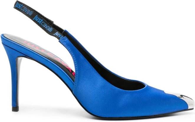 Just Cavalli 95mm satijnen slingback pumps Blauw