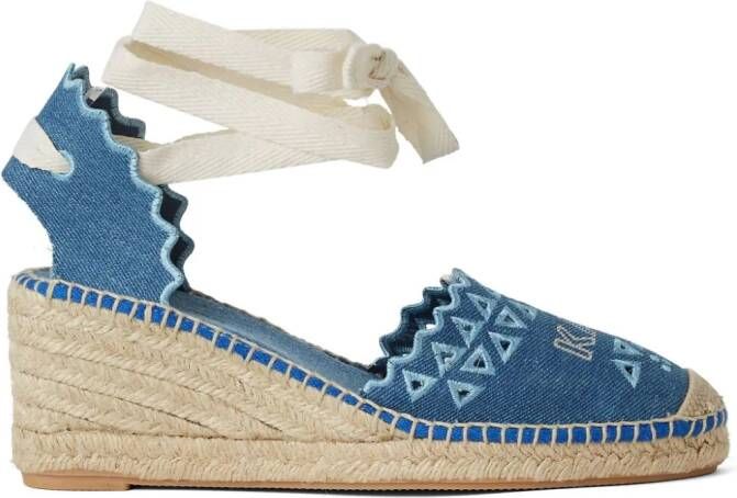 Karl Lagerfeld Kamini 70 mm espadrilles met sleehak Blauw