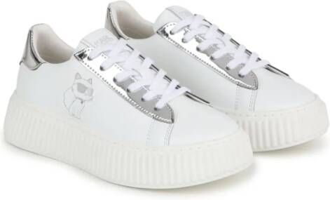 Karl Lagerfeld Kids Choupette leren low-top sneakers Wit