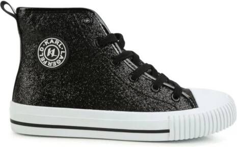 Karl Lagerfeld Kids High-top sneakers met glitters Zwart