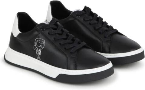 Karl Lagerfeld Kids Leren sneakers met logoprint Zwart