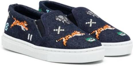 Kenzo Kids Jungle Game canvas sneakers Blauw