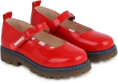 Kenzo Kids Leren ballerina's met geborduurd logo Rood