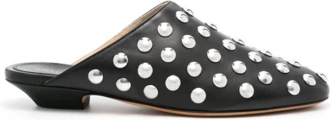 KHAITE Otto leren slippers met studs Zwart