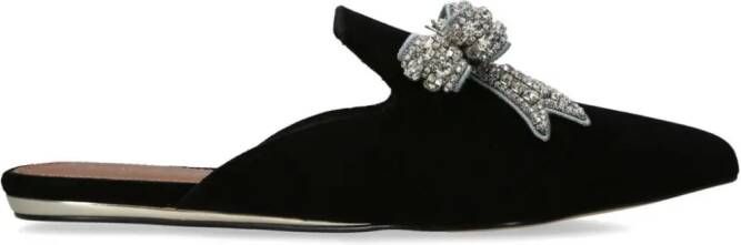 Kurt Geiger London Olive Bow fluwelen slippers Zwart