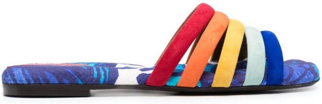 La DoubleJ Slippers met chevron streep Blauw