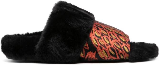 La DoubleJ Winter slippers met jacquard Zwart