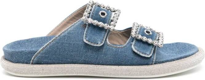 Le Silla Pool Side slippers verfraaid met kristallen Blauw