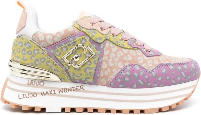 LIU JO Suède sneakers met dierenprint Paars