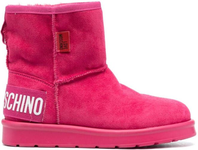 Love Moschino Enkellaarzen met logopatch Roze