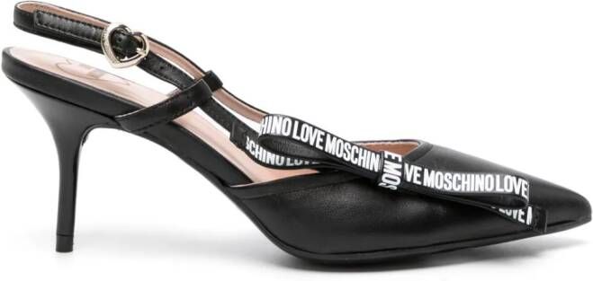 Love Moschino Leren slingback pumps Zwart