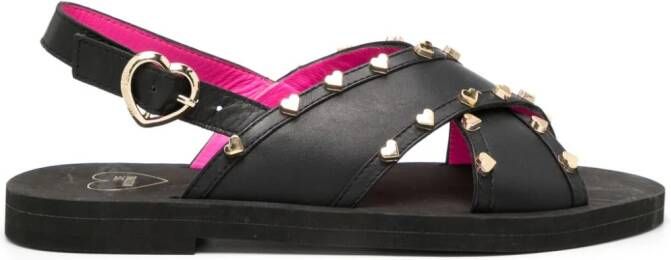 Love Moschino Leren slingback sandalen Zwart