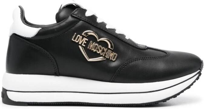 Love Moschino Sneakers met logoplakkaat Zwart