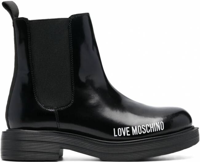 Love Moschino Enkellaarzen met logoprint Zwart