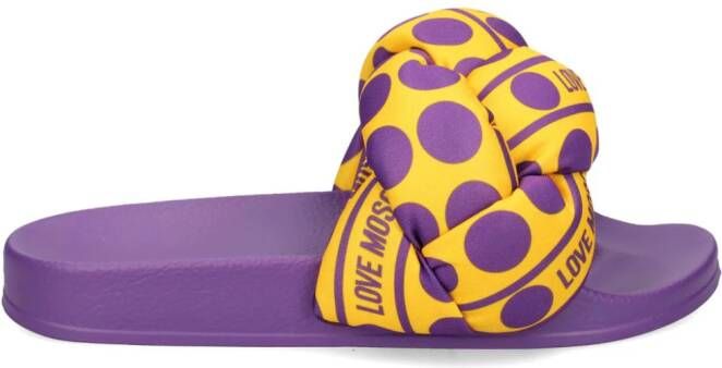 Love Moschino Slippers met stippen Geel