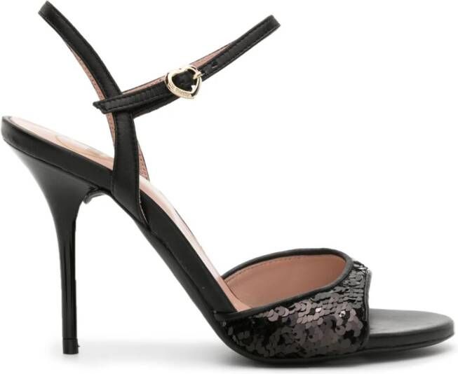 Love Moschino Sandalen met pailletten Zwart