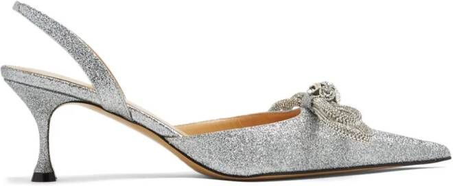 MACH & MACH Double Bow pumps met glitters Zilver