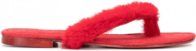 Madison.Maison Ivanka teenslippers van imitatiebont Rood