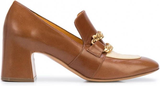 Madison.Maison Perla loafers met blokhak Bruin