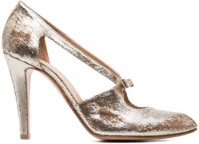 Maison Margiela 100mm metallic pumps met uitgesneden details Goud