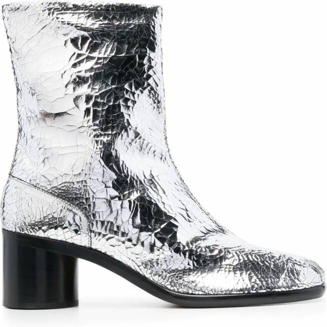 Maison Margiela Tabi 60 enkellaarzen met spiegeleffect Zilver