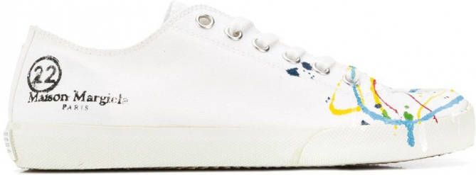 Maison Margiela Tabi sneakers met verfspatten Wit