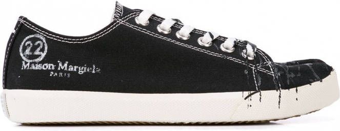 Maison Margiela Tabi sneakers met verfspatten Zwart