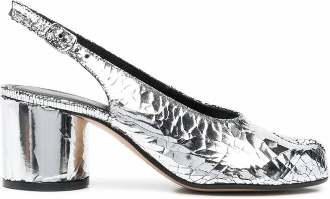 Maison Margiela Tabi 60mm slingback pumps met spiegelend effect Zilver